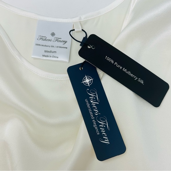 Fishers Finery Mulberry Silk Sleeveless Tank Top Size Medium Cream Neutral NWT - Picture 3 of 12